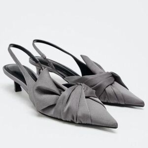 Zara Charcoal Satin Slingback Heels